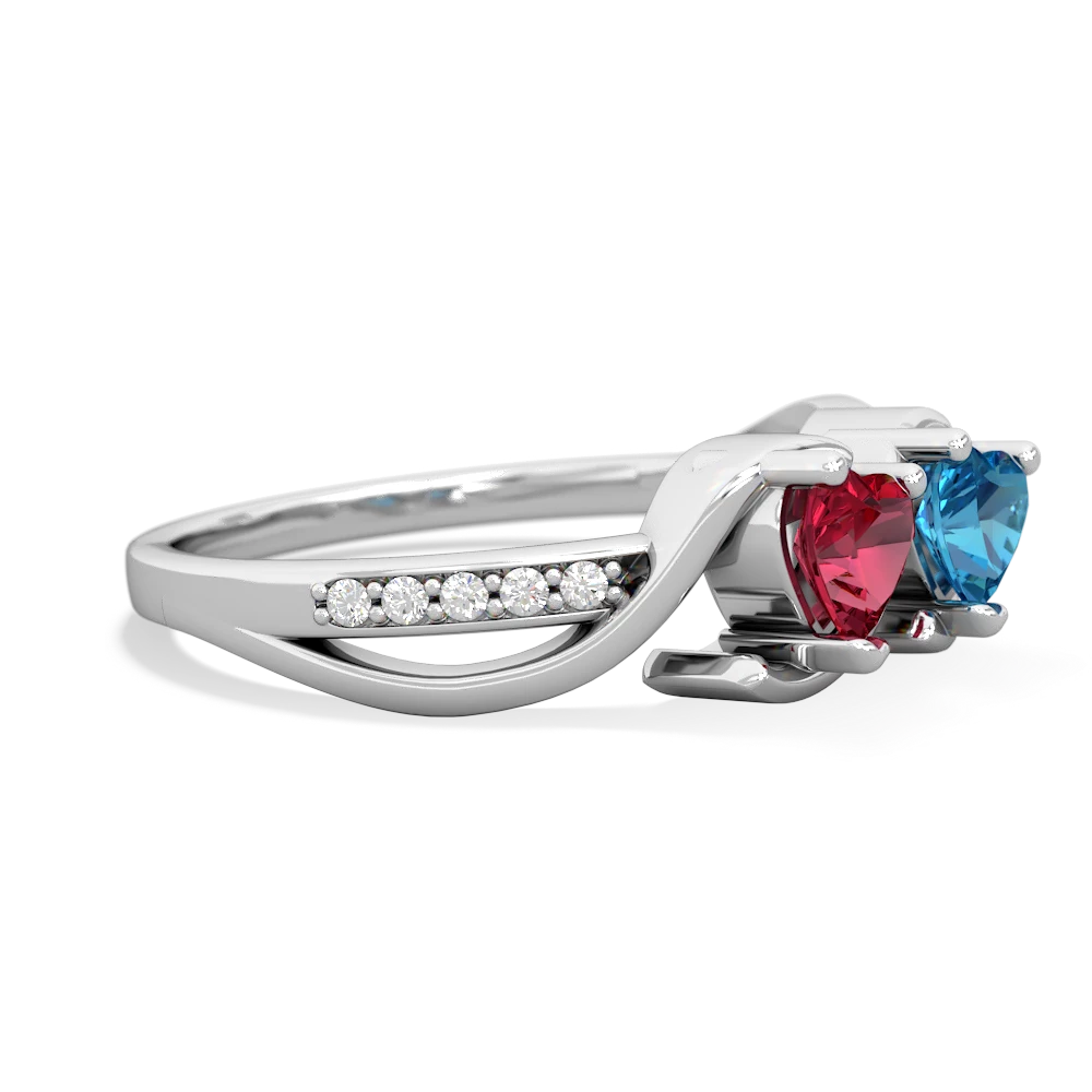 Lab Ruby Side By Side 14K White Gold ring R3090