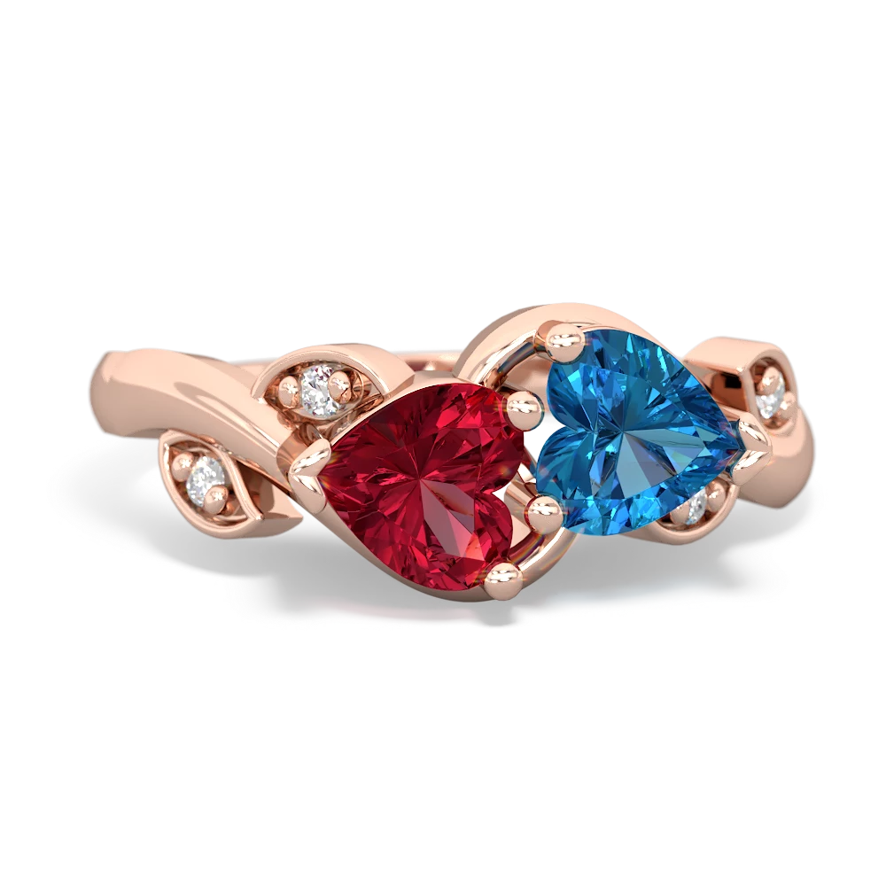 Lab Ruby Floral Elegance 14K Rose Gold ring R5790