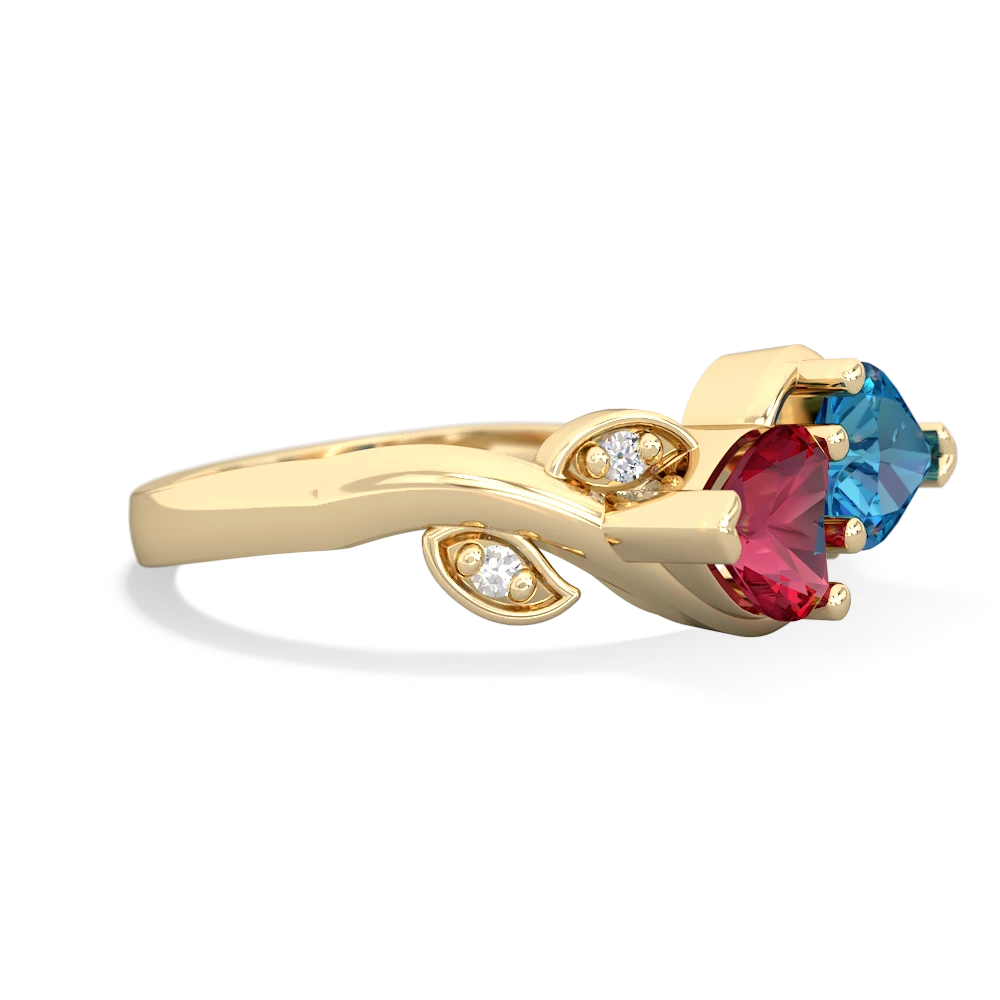 Lab Ruby Floral Elegance 14K Yellow Gold ring R5790