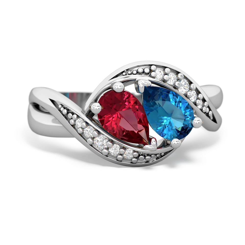 Lab Ruby Summer Winds 14K White Gold ring R5342