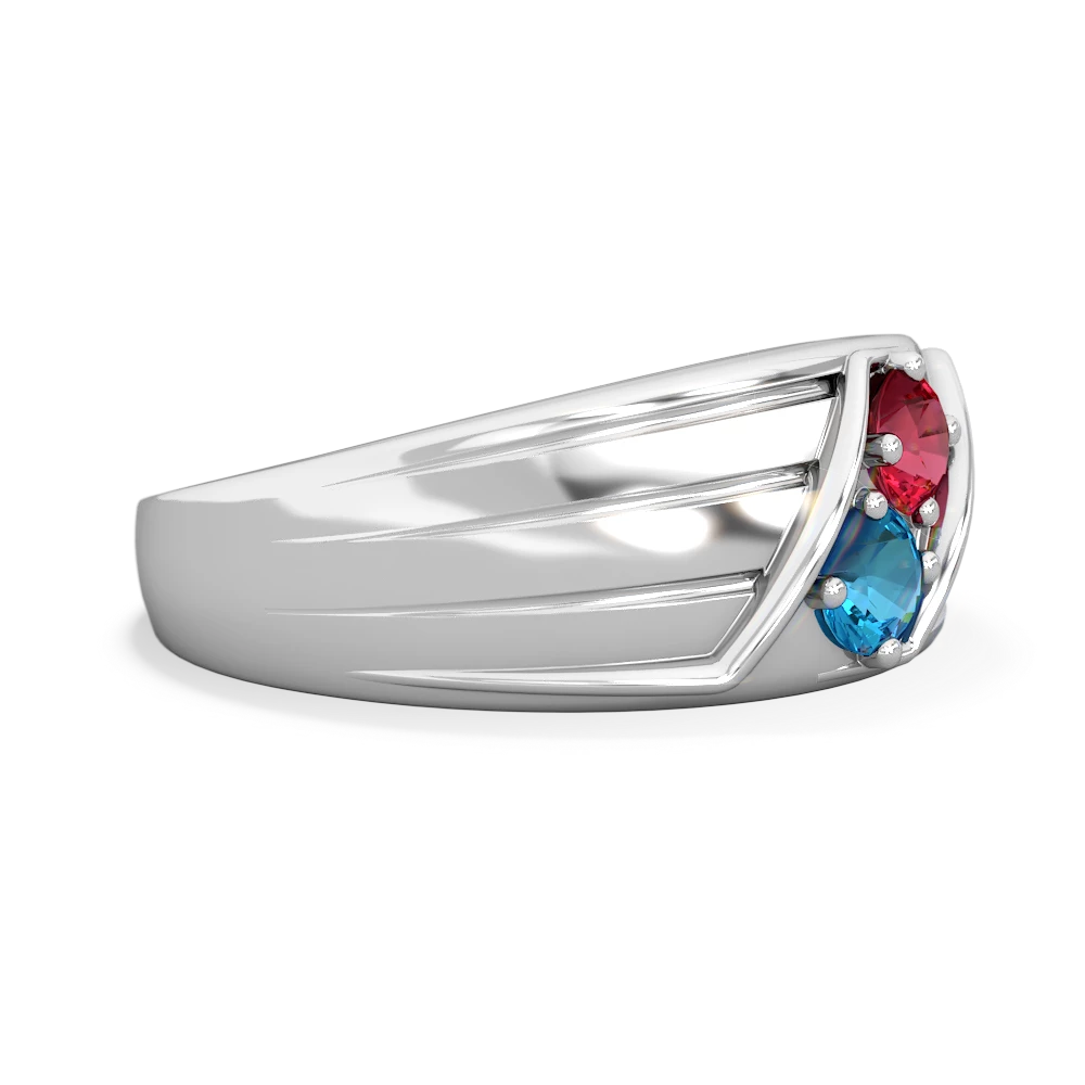 Lab Ruby Men's Streamline 14K White Gold ring R0460