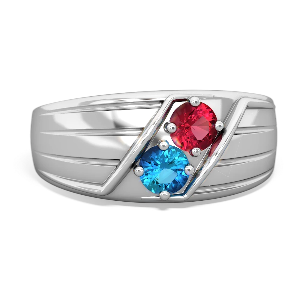 Lab Ruby Men's Streamline 14K White Gold ring R0460