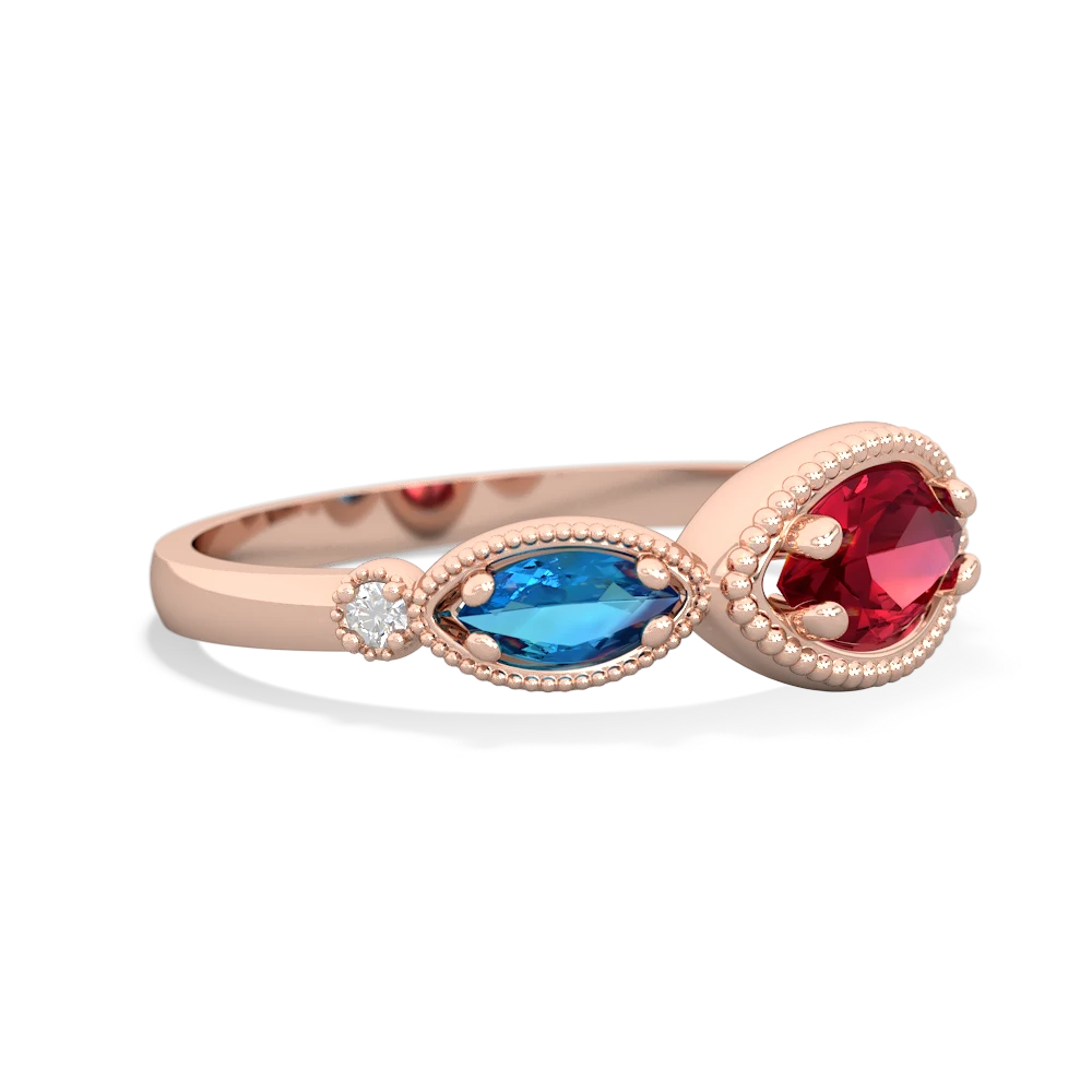 Lab Ruby Milgrain Marquise 14K Rose Gold ring R5700