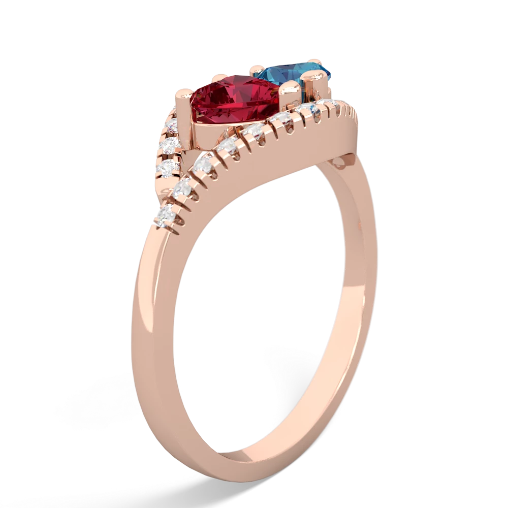 Lab Ruby Mother And Child 14K Rose Gold ring R3010