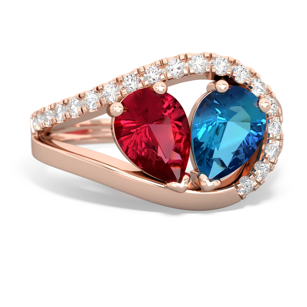 Lab Ruby Nestled Heart Keepsake 14K Rose Gold ring R5650