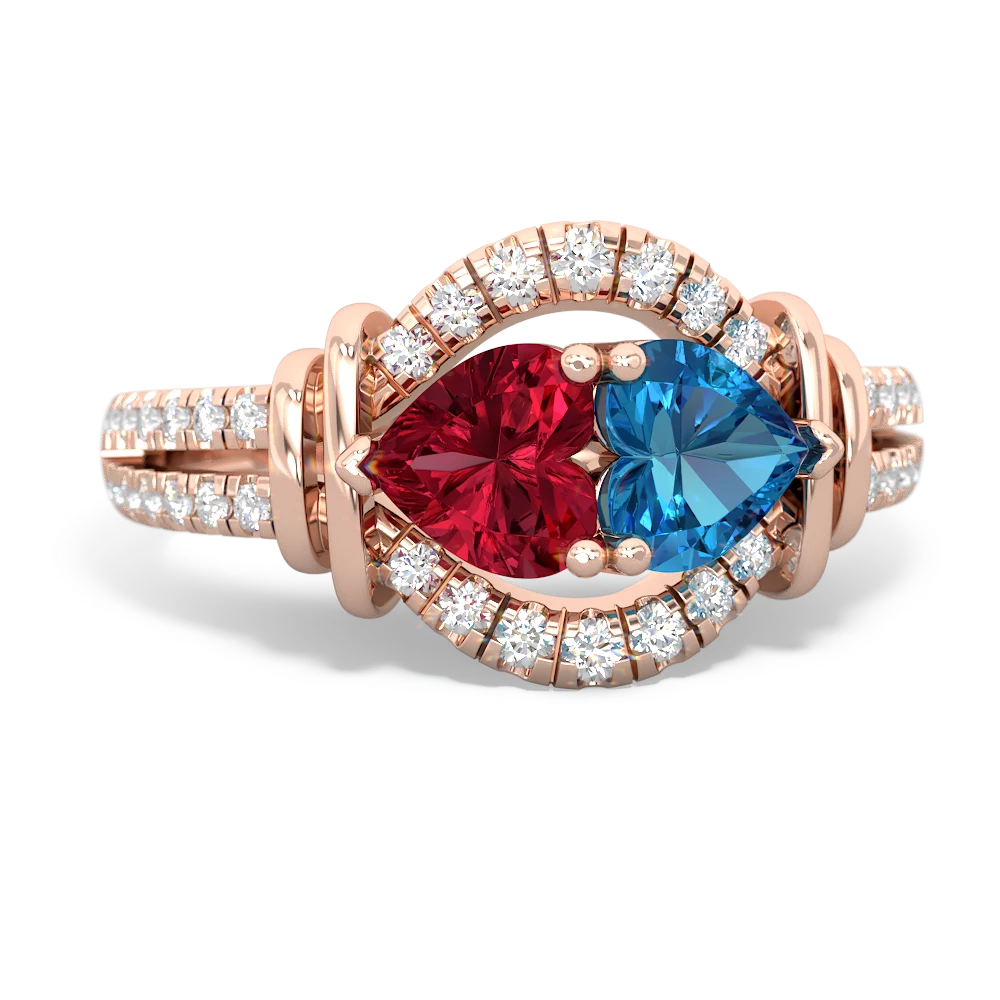 Lab Ruby Art-Deco Keepsake 14K Rose Gold ring R5630