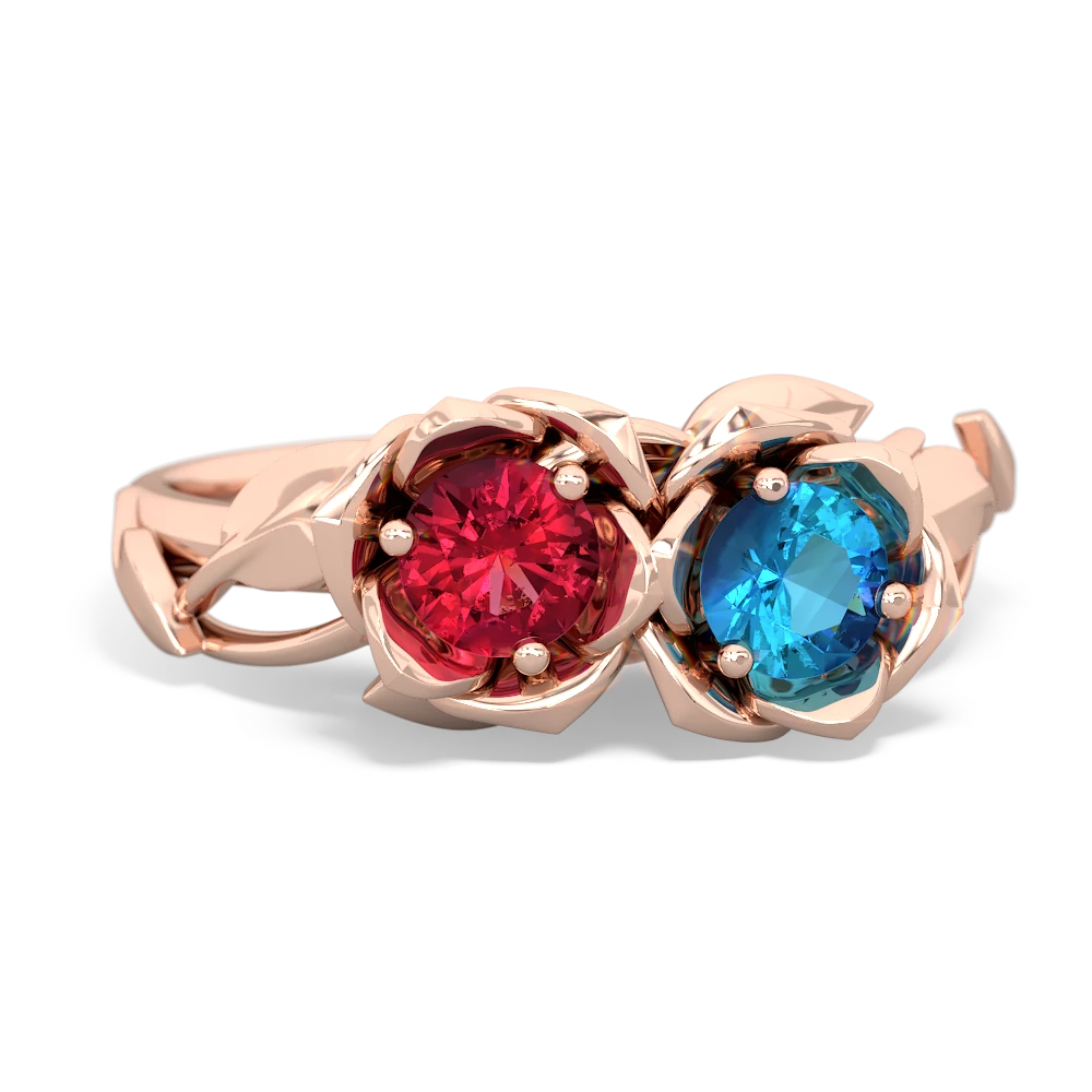 Lab Ruby Rose Garden 14K Rose Gold ring R5510