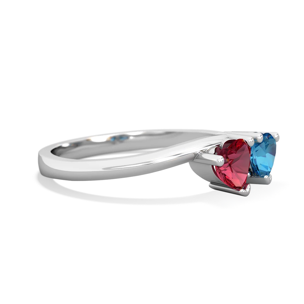 Lab Ruby Sweethearts 14K White Gold ring R5260