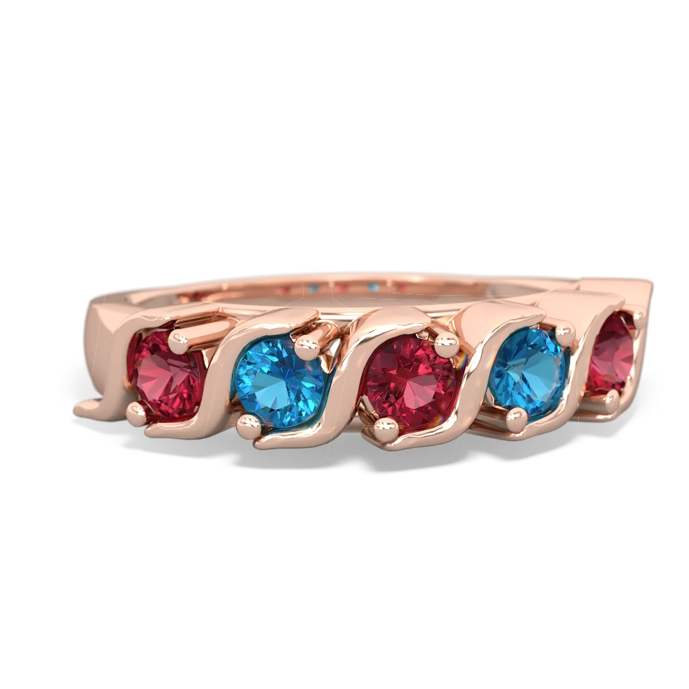 Lab Ruby Anniversary Band 14K Rose Gold ring R2089