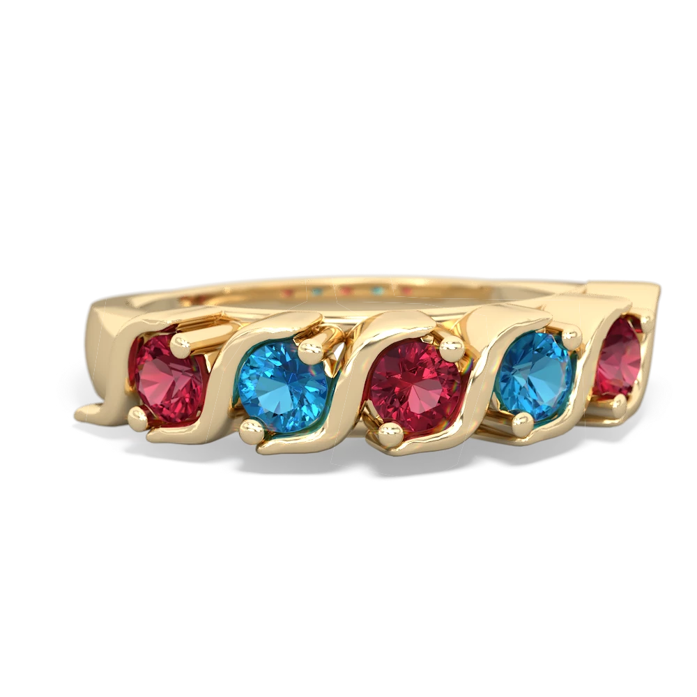 Lab Ruby Anniversary Band 14K Yellow Gold ring R2089