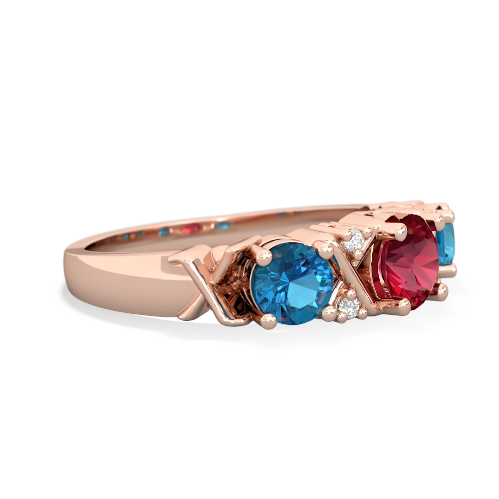 Lab Ruby Hugs And Kisses 14K Rose Gold ring R5016