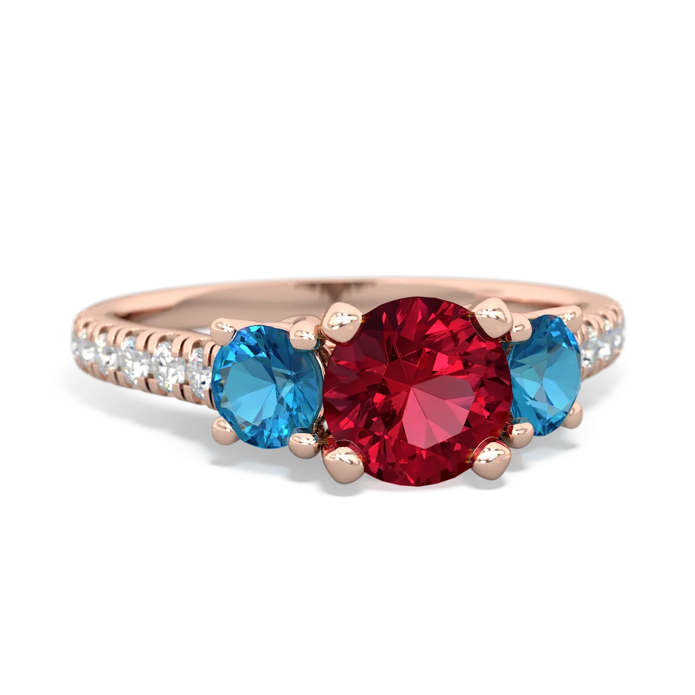 Lab Ruby Pave Trellis 14K Rose Gold ring R5500