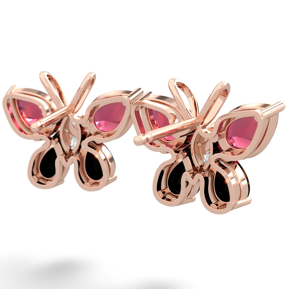 Lab Ruby Butterfly 14K Rose Gold earrings E2215