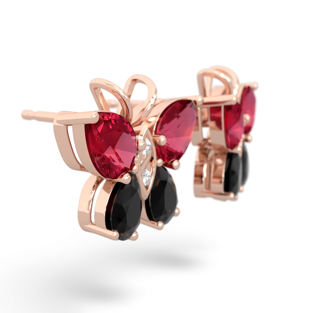 Lab Ruby Butterfly 14K Rose Gold earrings E2215