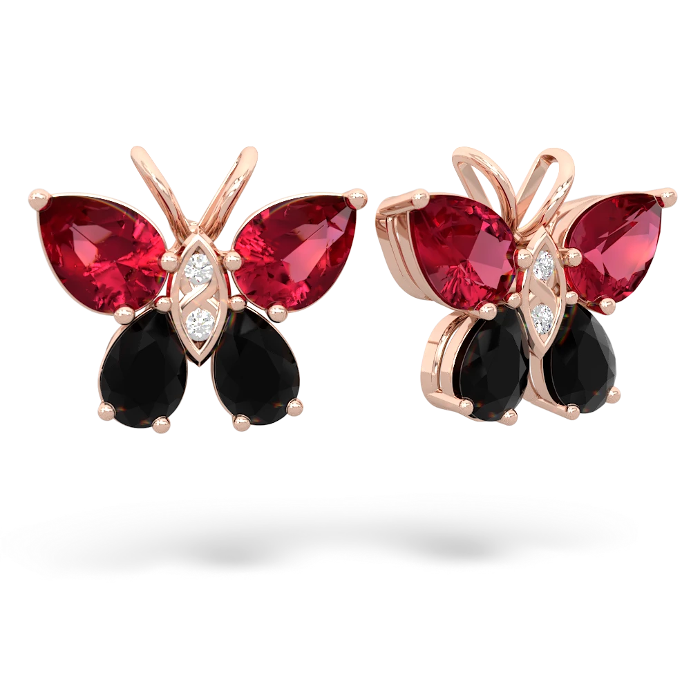 Lab Ruby Butterfly 14K Rose Gold earrings E2215