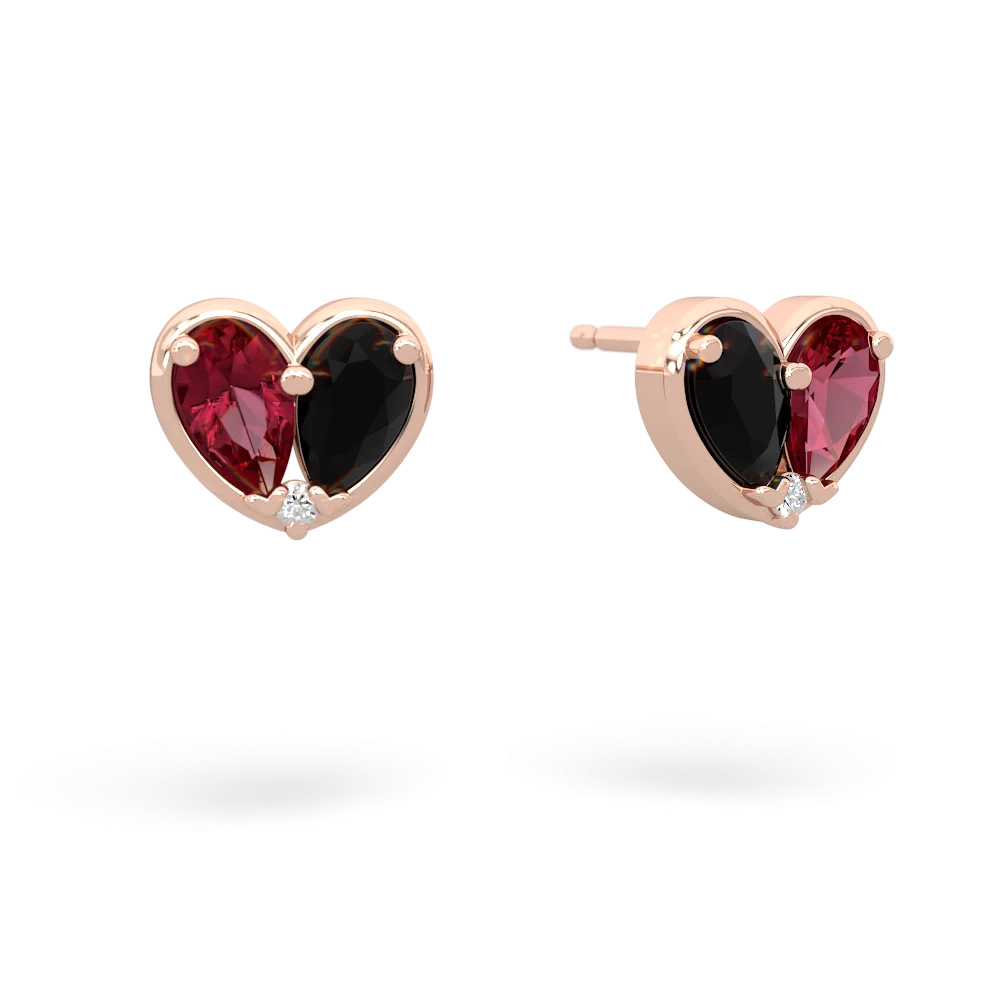 Lab Ruby 'Our Heart' 14K Rose Gold earrings E5072