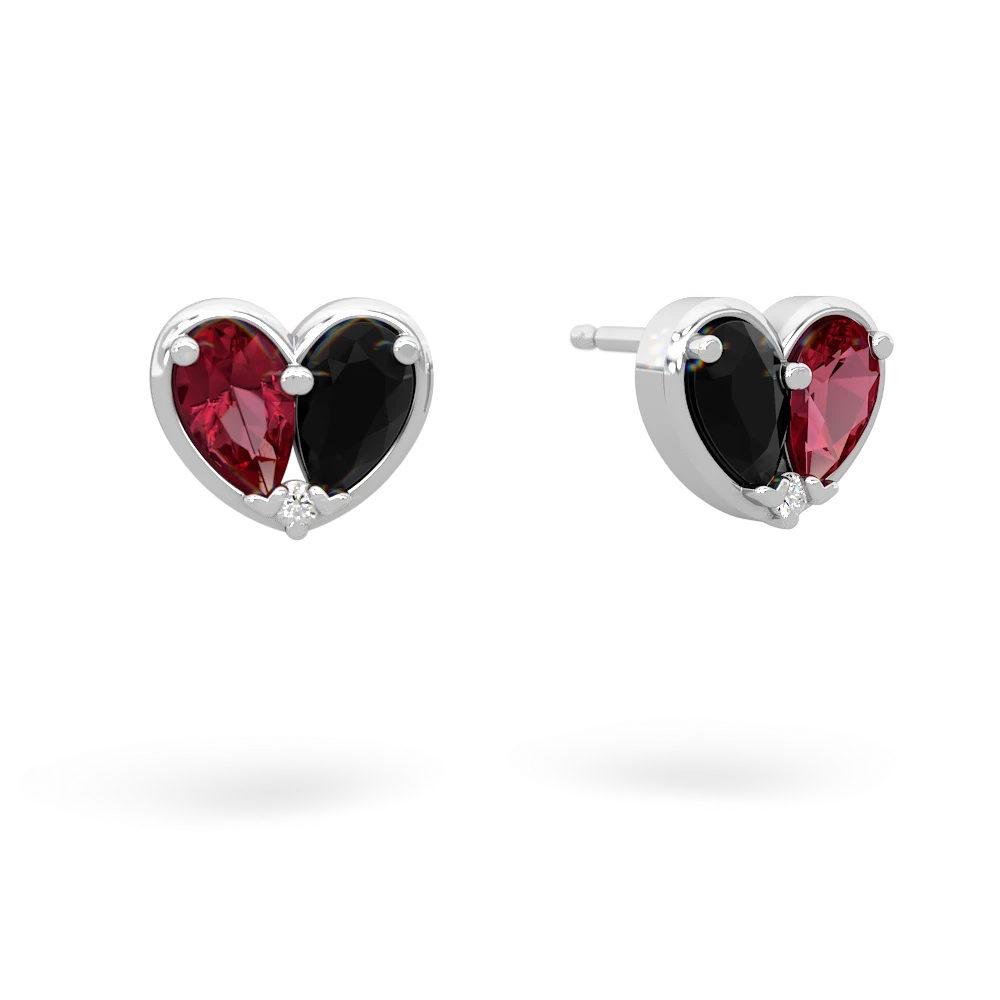 Lab Ruby 'Our Heart' 14K White Gold earrings E5072