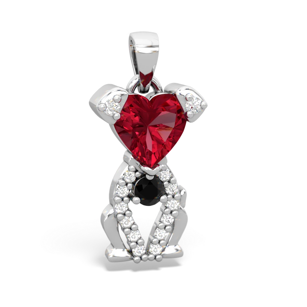 Lab Ruby Puppy Love 14K White Gold pendant P5800