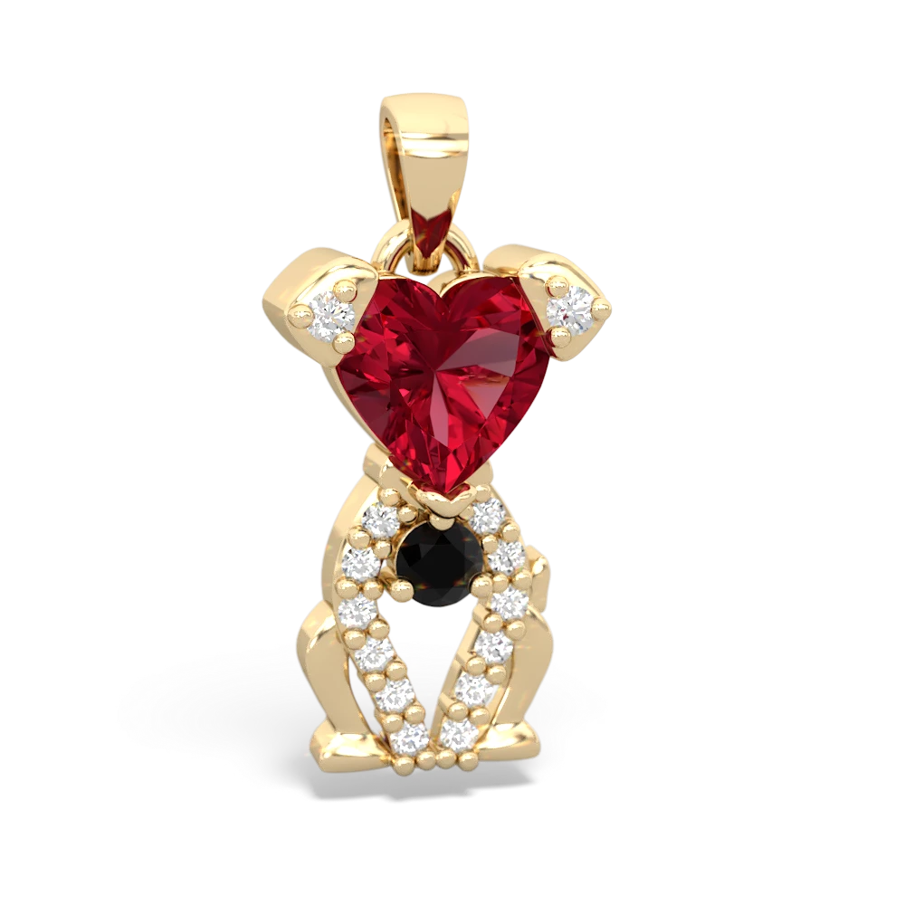 Lab Ruby Puppy Love 14K Yellow Gold pendant P5800