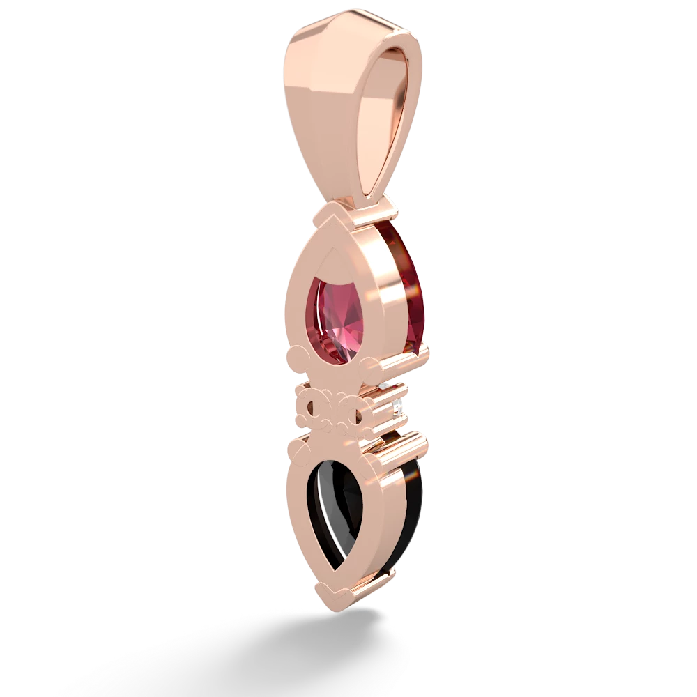 Lab Ruby Bowtie Drop 14K Rose Gold pendant P0865