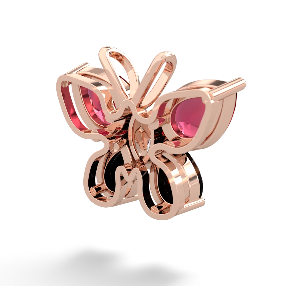 Lab Ruby Butterfly 14K Rose Gold pendant P2215