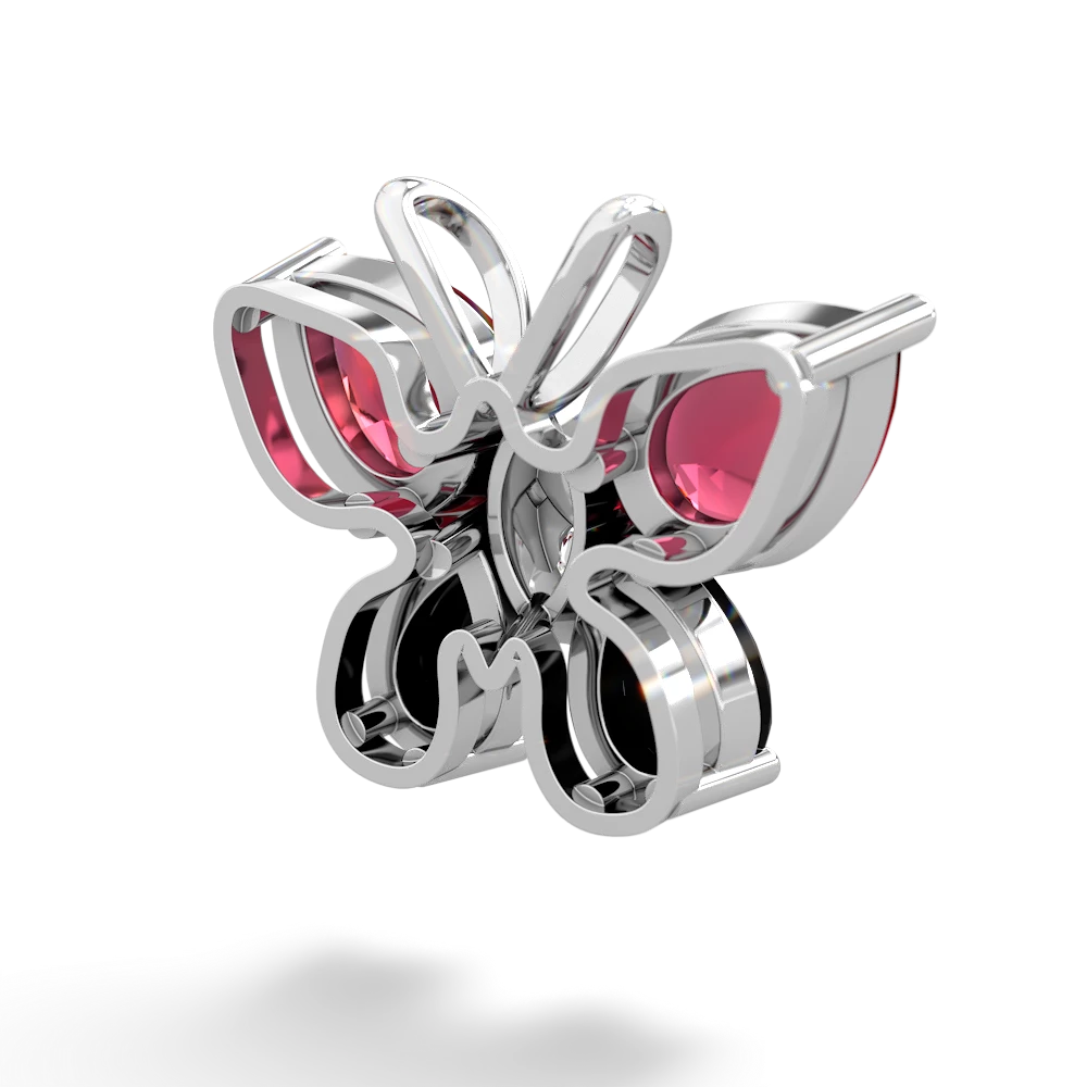 Lab Ruby Butterfly 14K White Gold pendant P2215