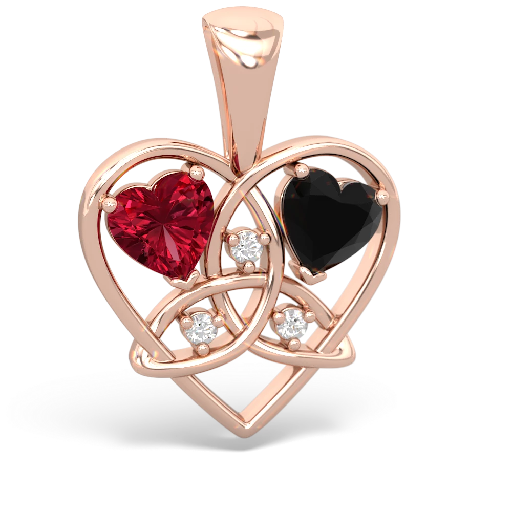 Lab Ruby Celtic Trinity Heart 14K Rose Gold pendant P5331