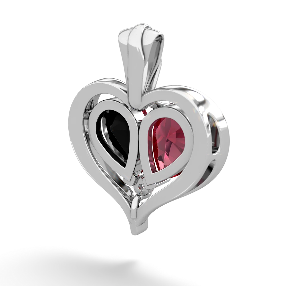 Lab Ruby Two Become One 14K White Gold pendant P5330