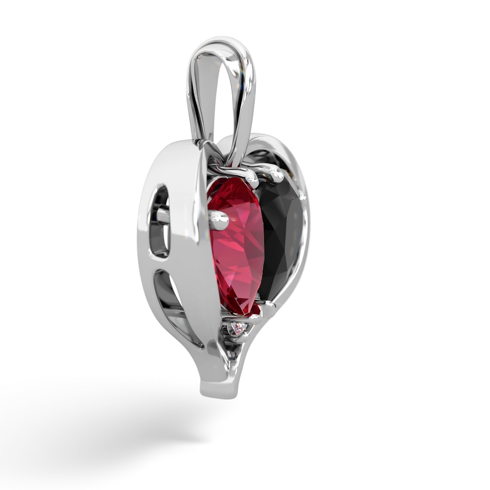 Lab Ruby Two Become One 14K White Gold pendant P5330