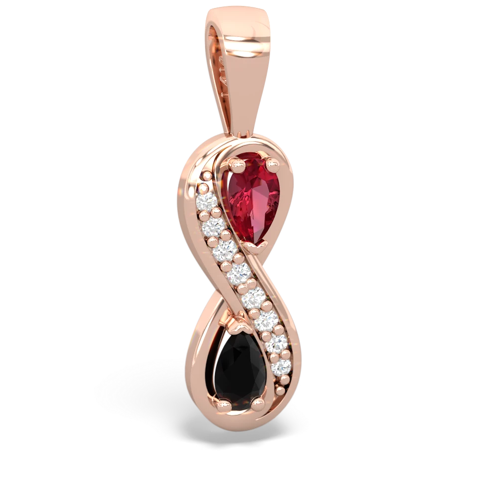 Lab Ruby Diamond Infinity 14K Rose Gold pendant P5390