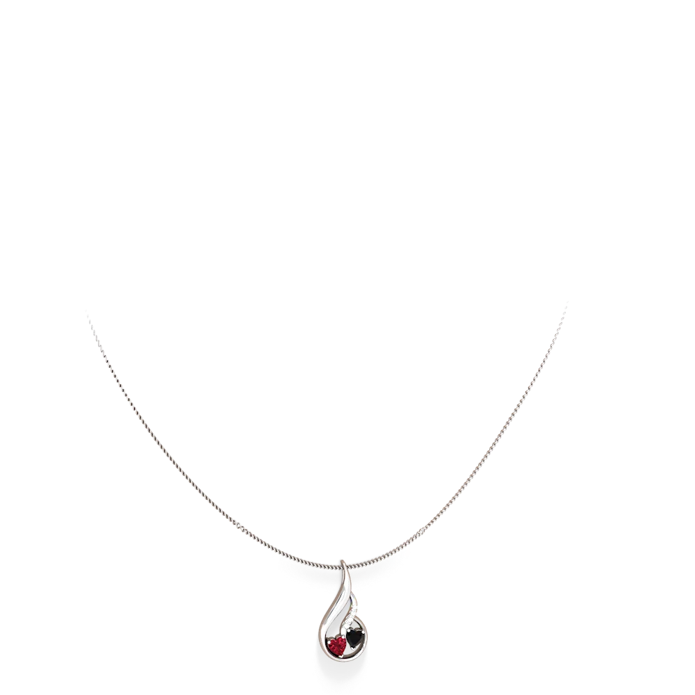 Lab Ruby Keepsake Curves 14K White Gold pendant P5450