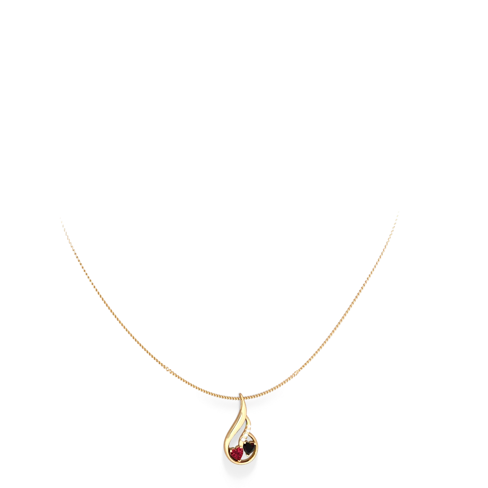 Lab Ruby Keepsake Curves 14K Yellow Gold pendant P5450