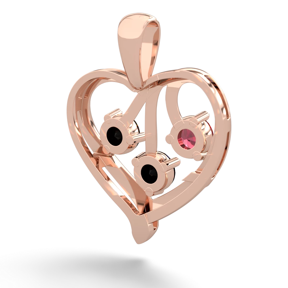 Lab Ruby Glowing Heart 14K Rose Gold pendant P2233