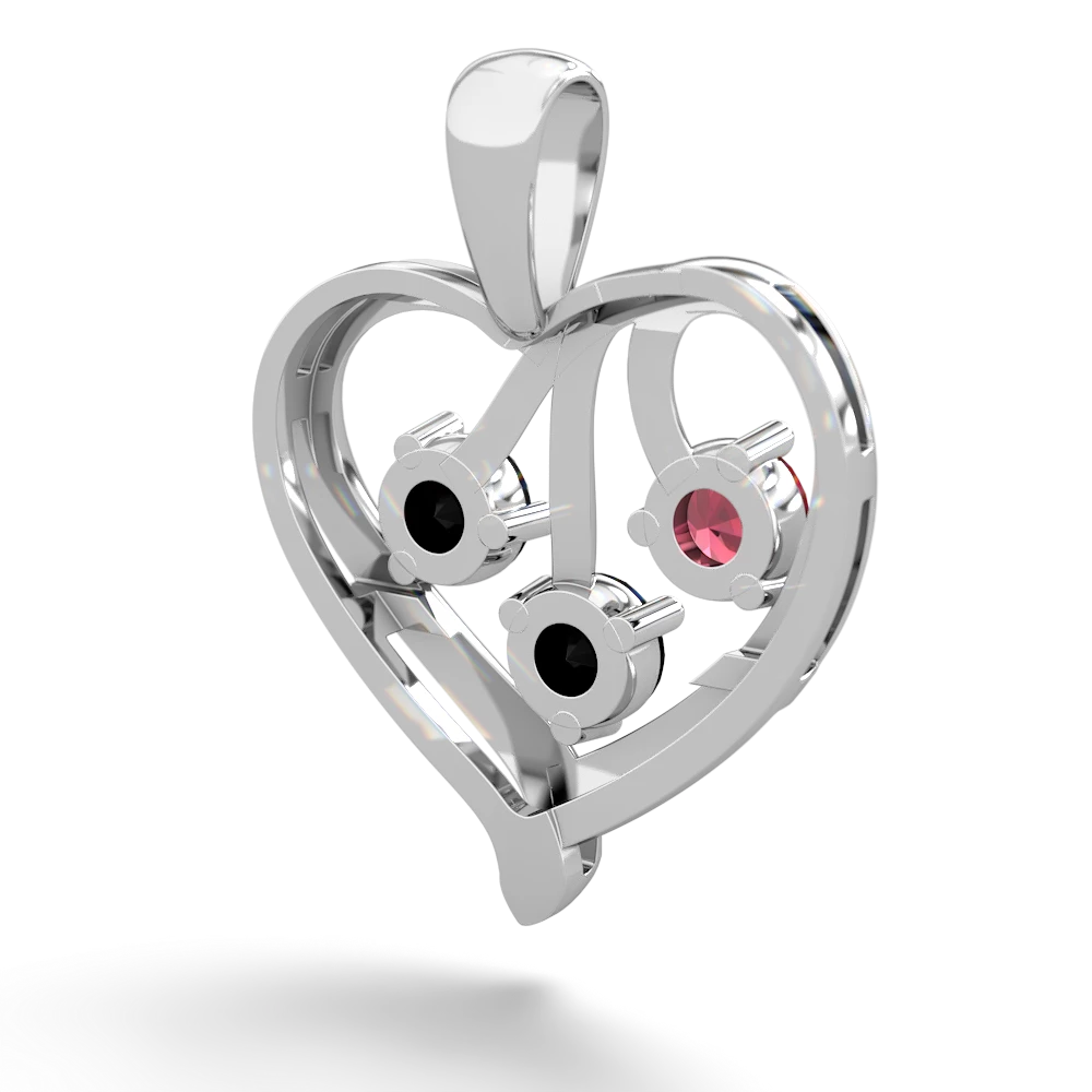 Lab Ruby Glowing Heart 14K White Gold pendant P2233