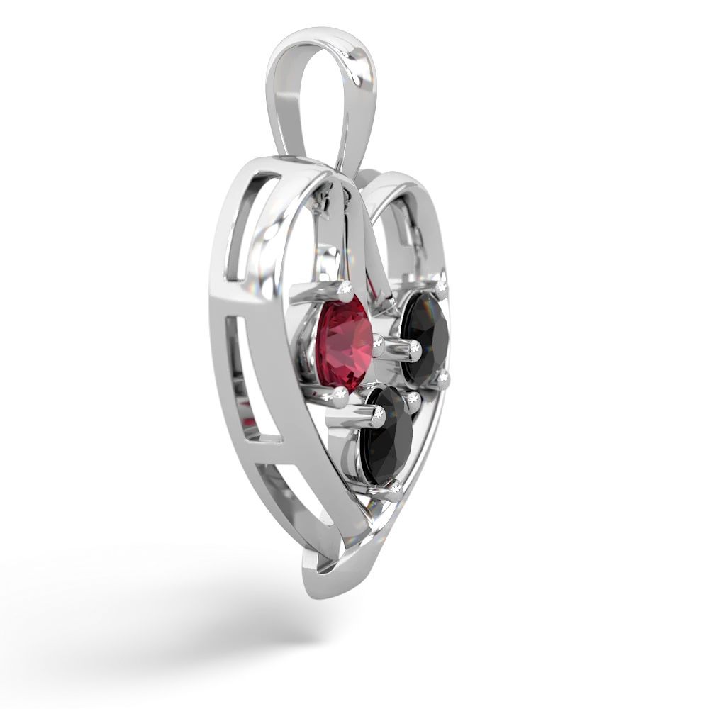 Lab Ruby Glowing Heart 14K White Gold pendant P2233