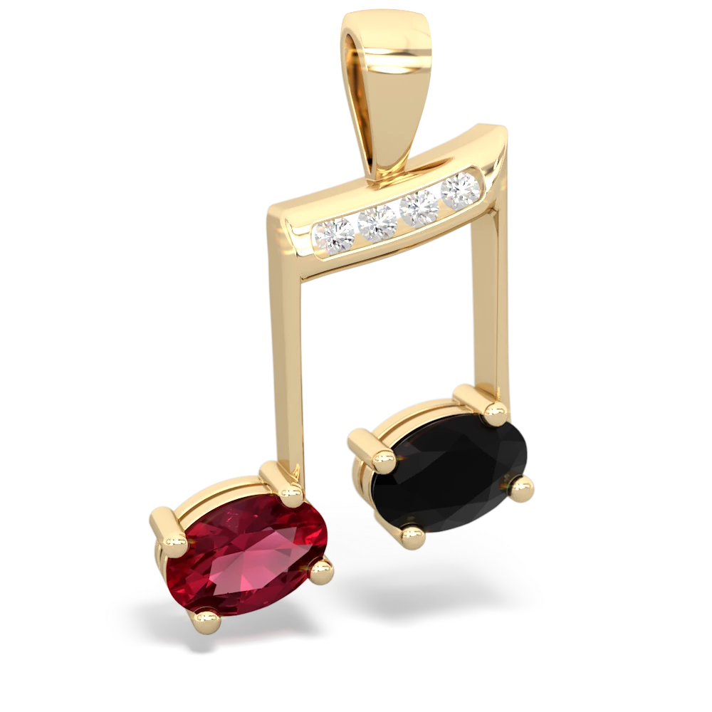 Lab Ruby Color Of Music 14K Yellow Gold pendant P3334