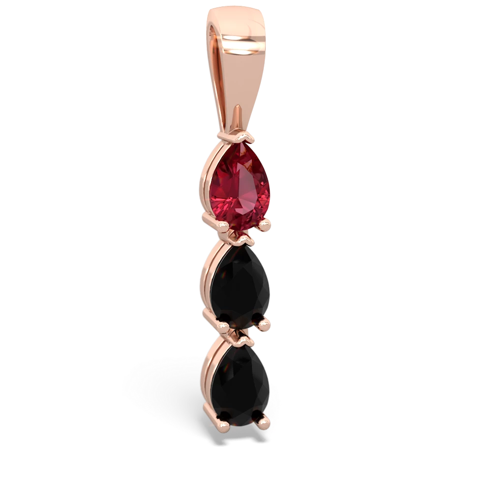 Lab Ruby Dew Drops 14K Rose Gold pendant P2251