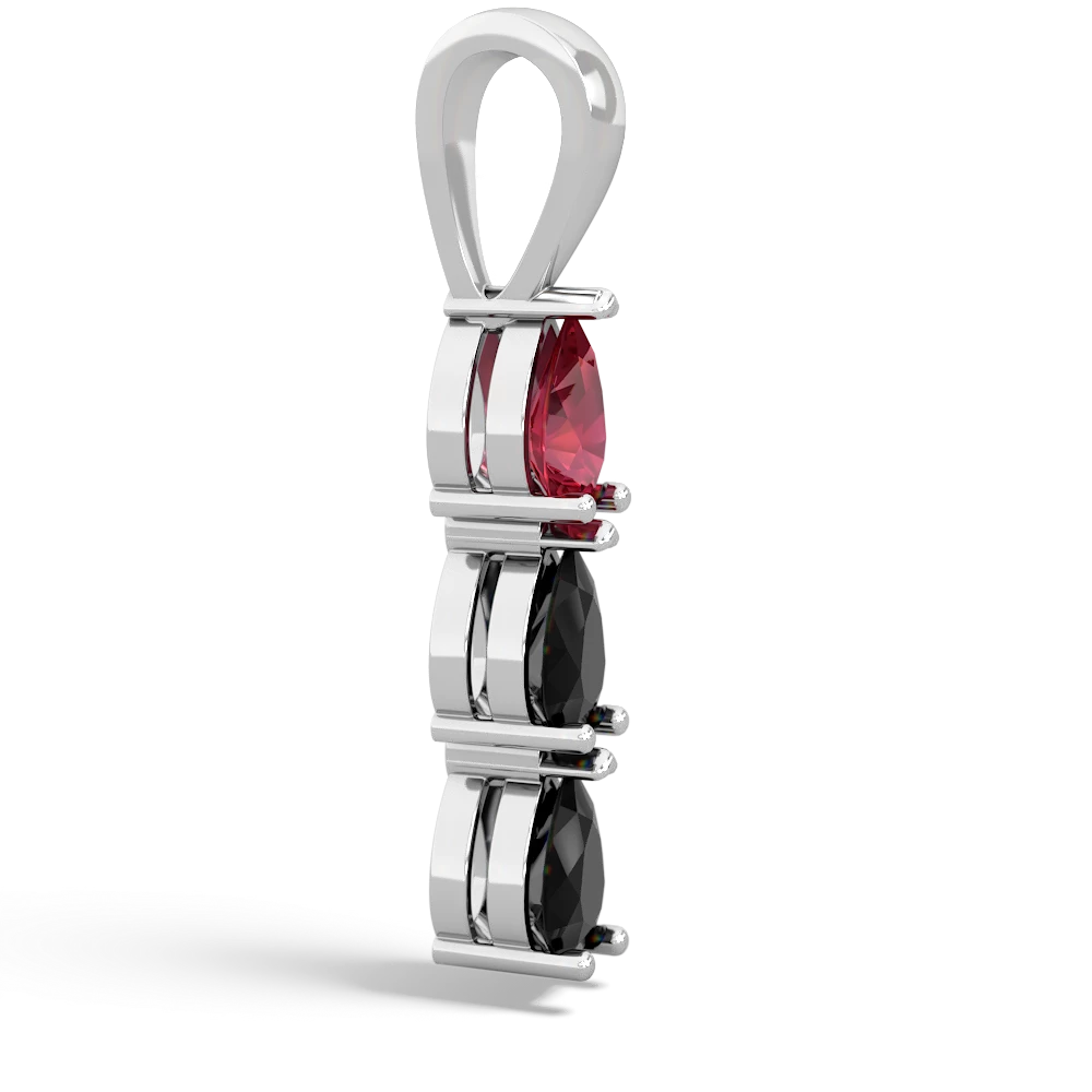 Lab Ruby Dew Drops 14K White Gold pendant P2251