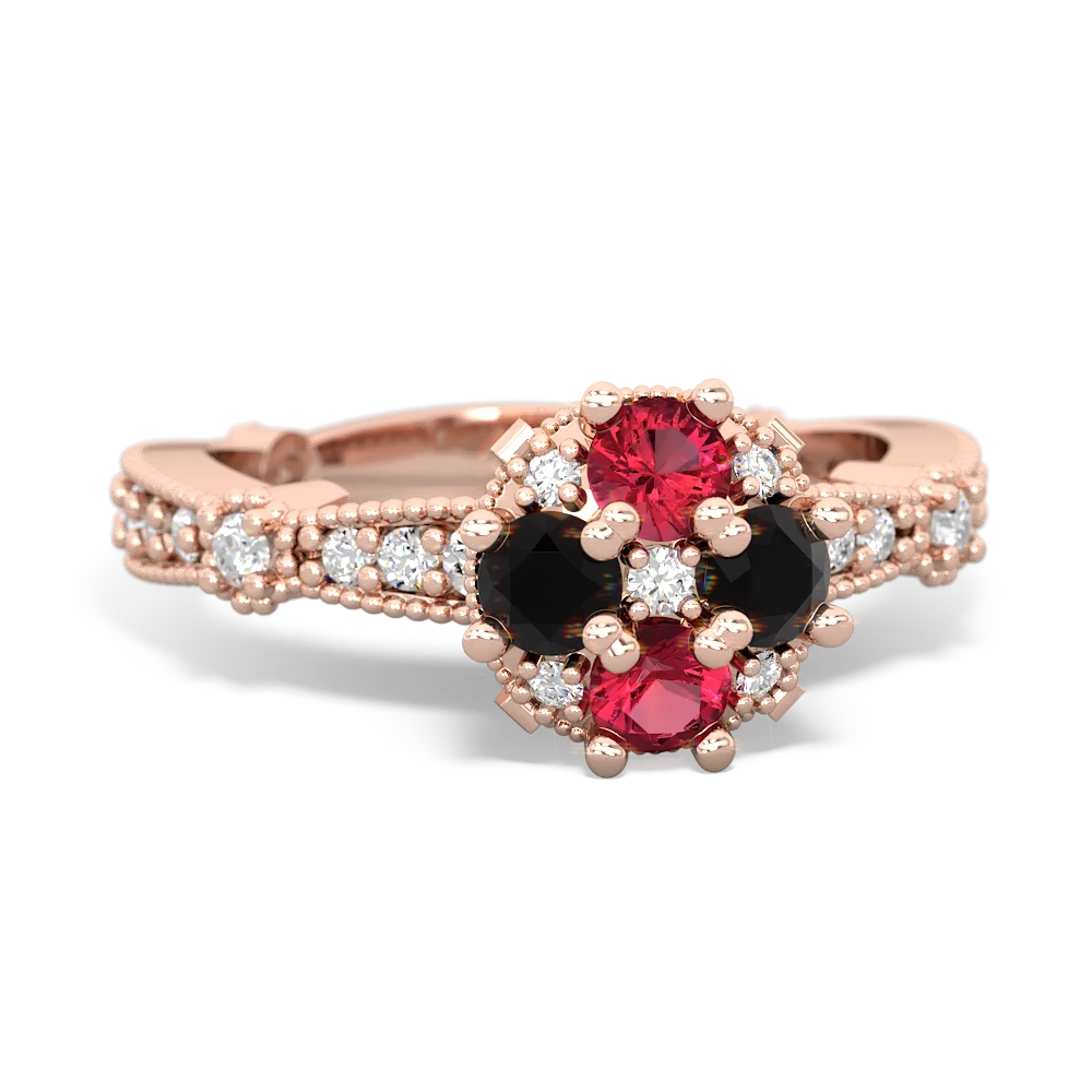 Lab Ruby Sparkling Tiara Cluster 14K Rose Gold ring R26293RD