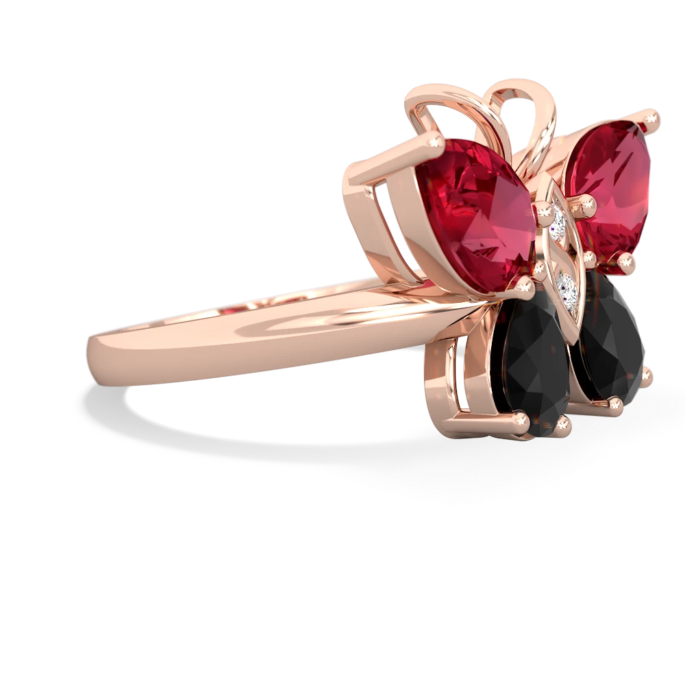 Lab Ruby Butterfly 14K Rose Gold ring R2215