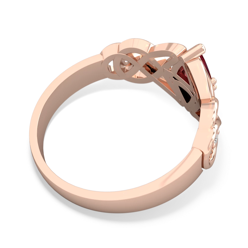 Lab Ruby Keepsake Celtic Knot 14K Rose Gold ring R5300