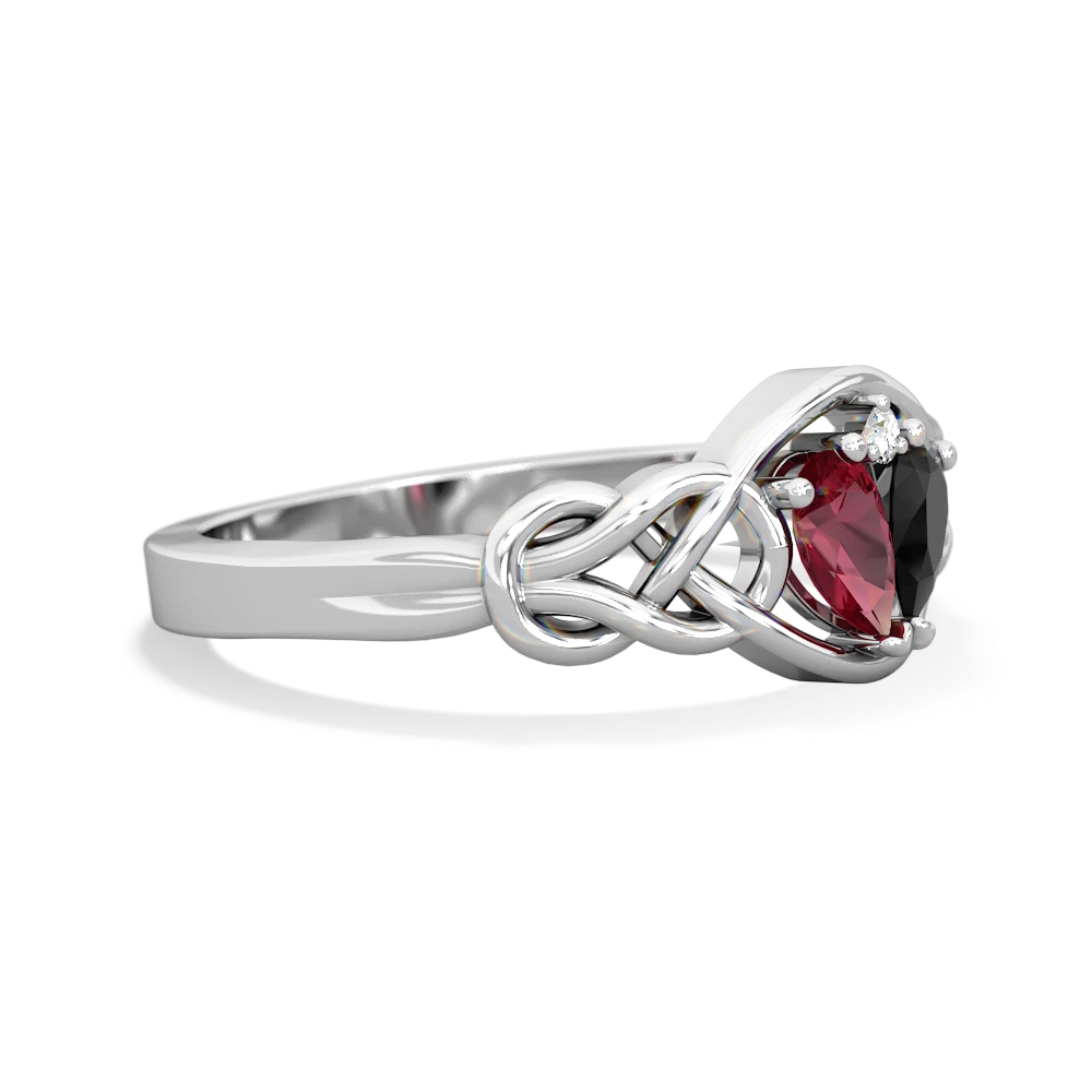 Lab Ruby Celtic Love Knot 14K White Gold ring R5420