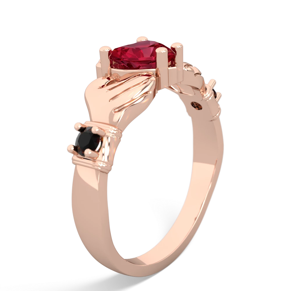 Lab Ruby Claddagh Keepsake 14K Rose Gold ring R5245