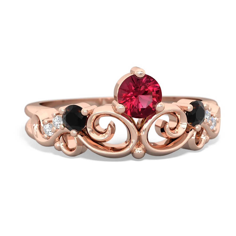 Lab Ruby Crown Keepsake 14K Rose Gold ring R5740