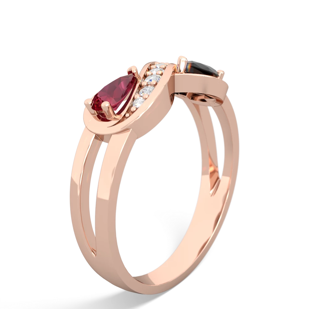 Lab Ruby Diamond Infinity 14K Rose Gold ring R5390