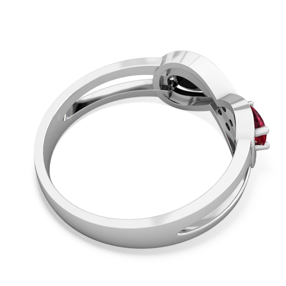 Lab Ruby Diamond Infinity 14K White Gold ring R5390