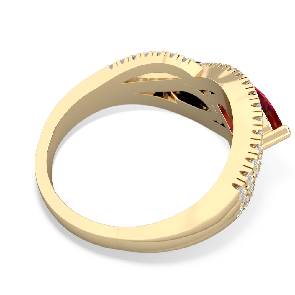 Lab Ruby Diamond Rivers 14K Yellow Gold ring R3070