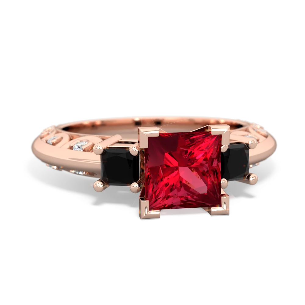 Lab Ruby Eternal Embrace Engagement 14K Rose Gold ring C2001