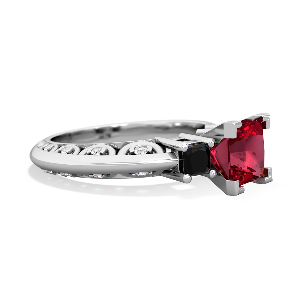 Lab Ruby Eternal Embrace Engagement 14K White Gold ring C2001