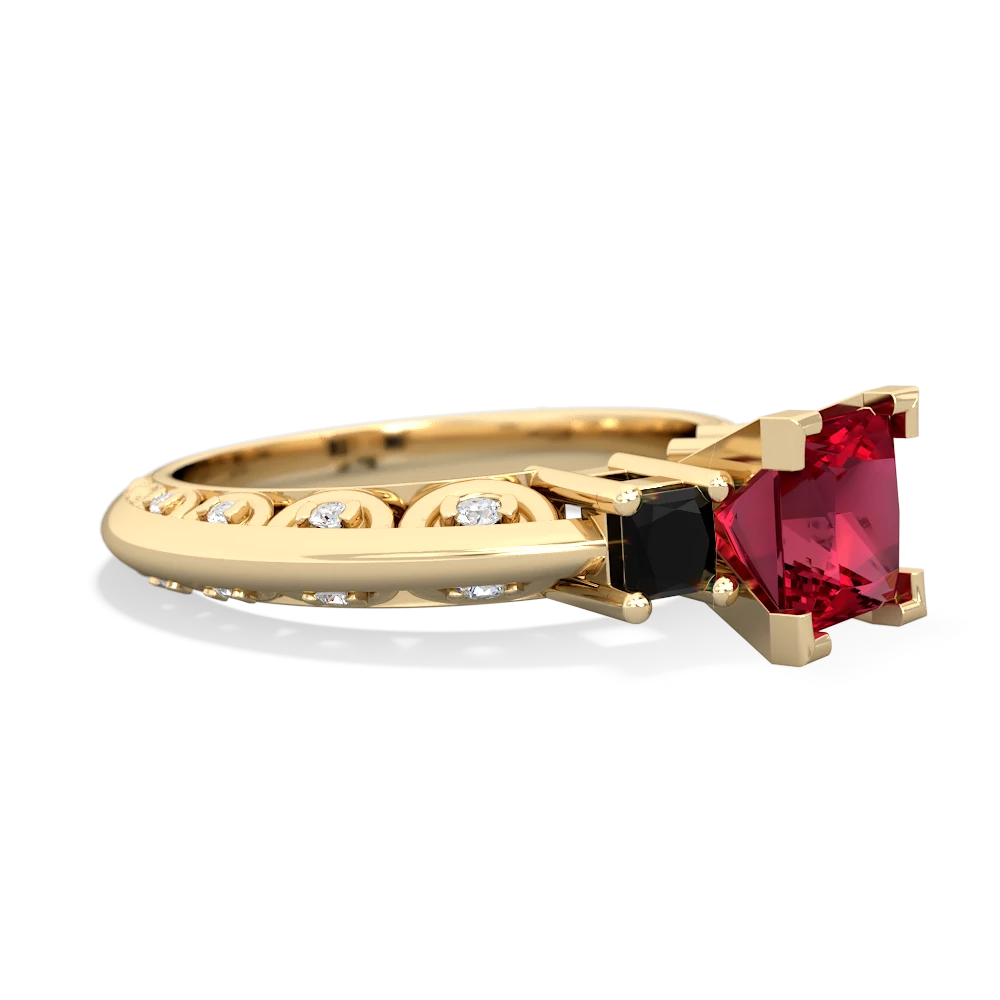 Lab Ruby Eternal Embrace Engagement 14K Yellow Gold ring C2001